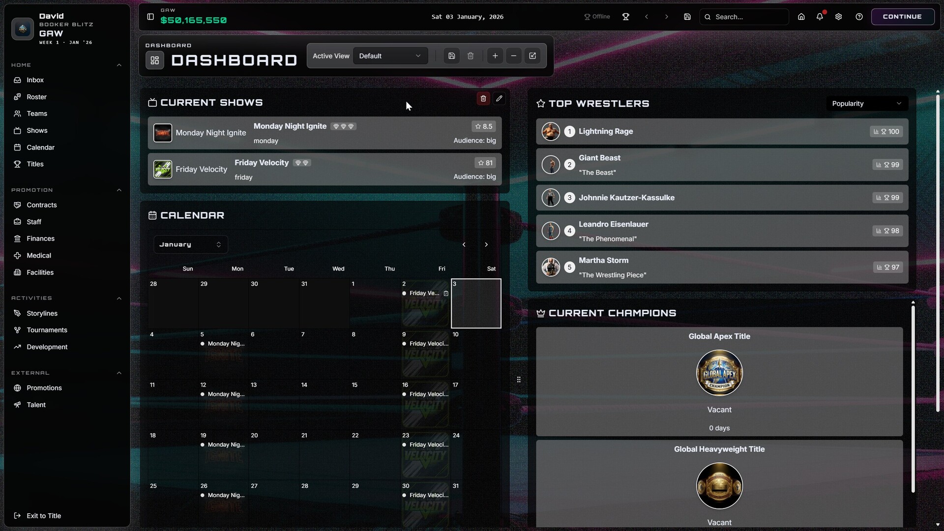 Booker Blitz — Dashboard